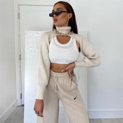 7 Color Fast Fashion Spring Women Solid Color High Collar Long Sleeve Mini Sweater Knitwear Crop Top Pullover Female Clothing