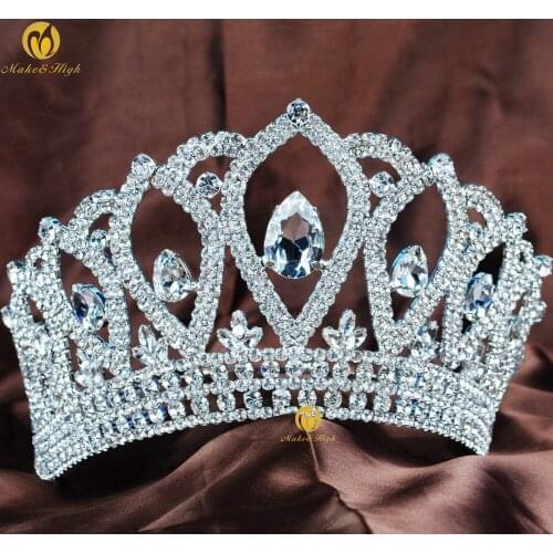 Luxury Wedding Crystal Tiara Crowns Princess Queen Pageant Prom Rhinestone Tiara Headband Bridal Hair Accessories Full Circle