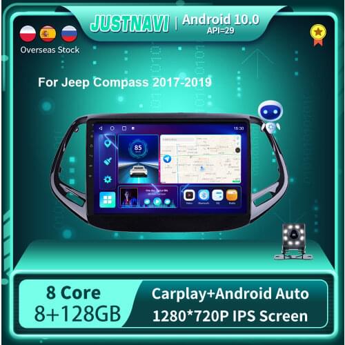 10" Android 10.0 Smart Car Radio Video Player For Jeep Compass 2017-2019 Auto Multimedia GPS Stereo Carplay 4G Rear View No DVD