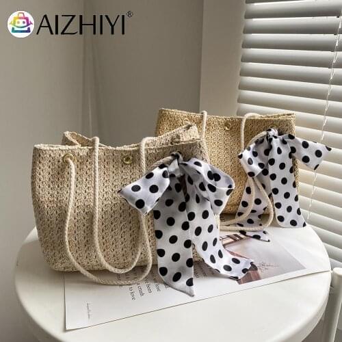 Vintage Women Woven Solid Color Shoulder Crossbody Messenger Underarm Bag Casual Ladies Summer Beach Vacation Silk Scarf Handbag