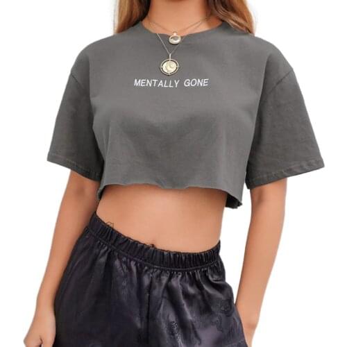 NEW 2020 Summer Women Short Sleeve Casual Vest Camis T-Shirt Tank Top with Textured Embroidery Letters