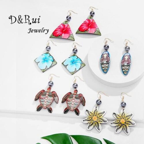 2020 Fashion Acrylic Frangipani Earrings Girls Party Wedding Jewelry Turtle Leaf Drop Dangling Earring for Women Female Gifts