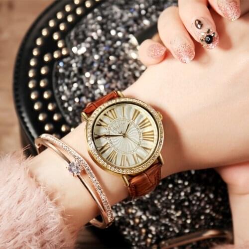 Lady Womens Watch Japan Quartz Large Vintage Retro Hours Fine Fashion Dress Bracelet Leather Christmas Girl Birthday Gift
