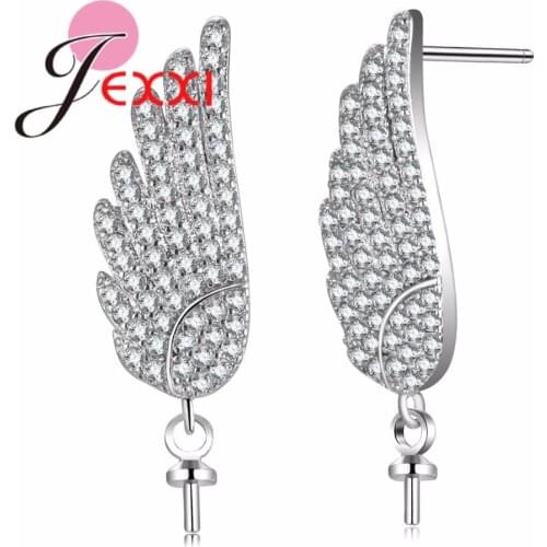 Top Quality Earring 925 Sterling Silver Angle Wings Earring Vintage Cubic Zircon Brincos Findings Jewelry For Women