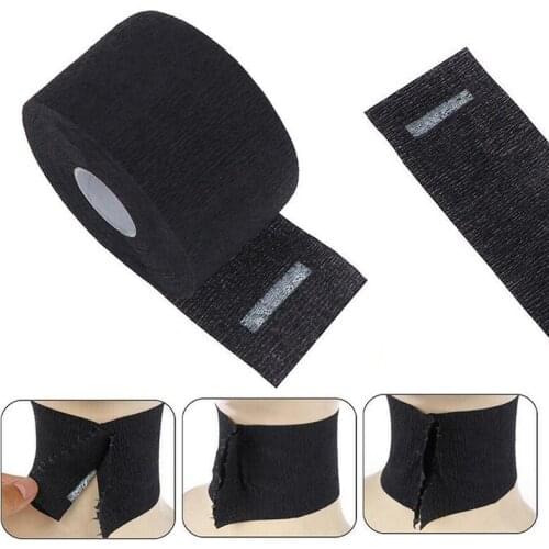 1 Roll Neck Paper Black Disposable Stretchy Neck Paper Strips for Barber Salon Hairdressing Hair Cutting Accessory