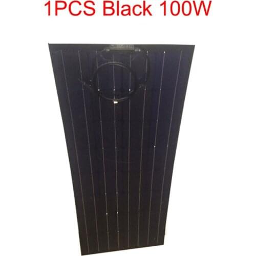 1pcs Black solar panel 100w semi flexible solar panel 18V mono crystalline solar cell module for 12v battery car charger