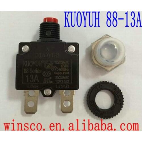 13A Red button Waterproof cap 100% NEW KUOYUH CIRCUIT BREAKER 88 SERIES 13A