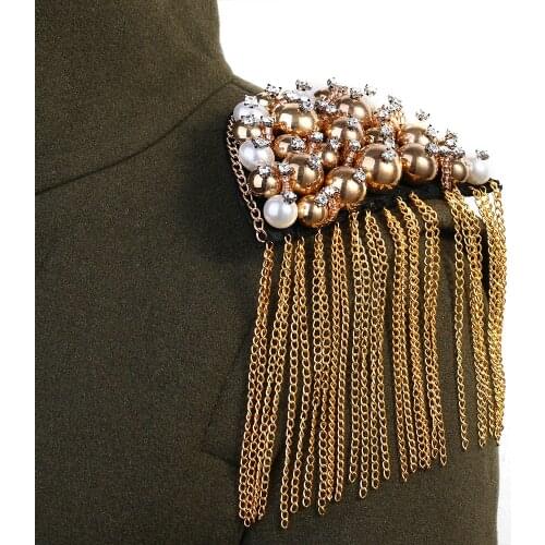 2pcs EE5706Handmade stage skull arena exhibition perform play show tassel shoulder brooch epaulet /epaulettes badge knot pads