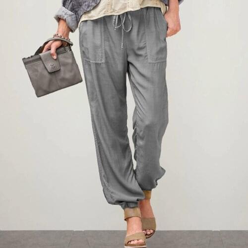 2021 Fashion Ladies Spring and Autumn New Cross-Border Solid Color Stretch Loose Waist Tapered Casual Pants