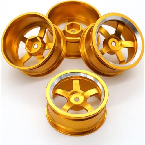 4pcs Metal Wheel Rim Blue/Red/yellow for 1/10 HSP HPI Traxxas Tamiya Kyosho RC On-road Drift Car Wheel hub Parts