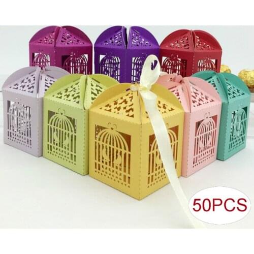 50Pcs Birdcage Wedding Candy Box Creative Laser Cutting Gift Box Chocolate Carton Wedding Decoration Supplies 7ZSH134