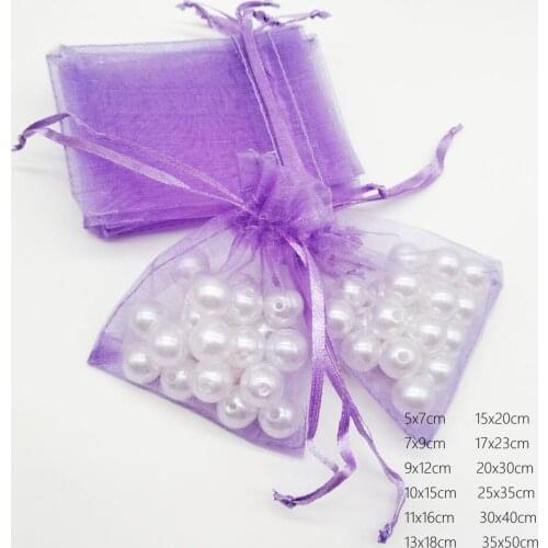 500pcs Violet Organza Bag Drawstring Pouch Bag Jewelry Bags Gifts For Wedding/Christmas/Jewelry Display Packaging Bags Organizer