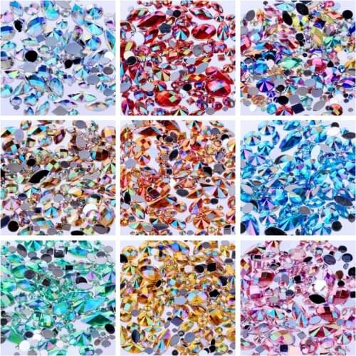 AB Colors Rhinestones Applique Colourful Mix Rhinestones For Wedding Dress Acrylic Loose Flatback Strass Rhinestone On The Face