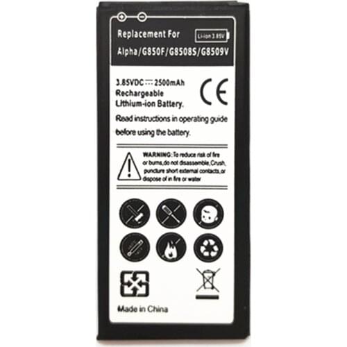 AZK Black 3.85V 2500mAh EB-BG850BBC Replacement Phone Battery For Samsung Galaxy Alpha G850F G8508 G850M G8509V G8508S battery