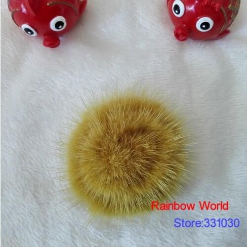 Free shipping Real Genuine yellow Mink Fur flower Brooch for DIY toys corsage Fashion 2 Pieces/lot