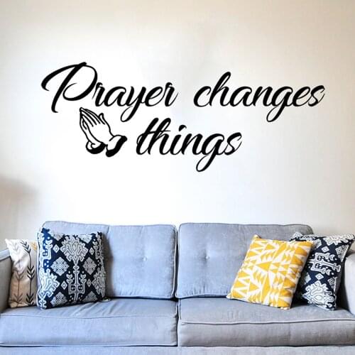 Large Prayer Changes Things Christian Wall Decal Living Room Bible Verse Jesus Inspirational Quote Wall Sticker Vinyl Home Deco