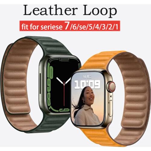 Original Leather Link Bracelet for Apple watch band Series 6 SE 44mm 40 38mm 42mm watchband Magnetic Loop bracelet iWatch 5 4 3