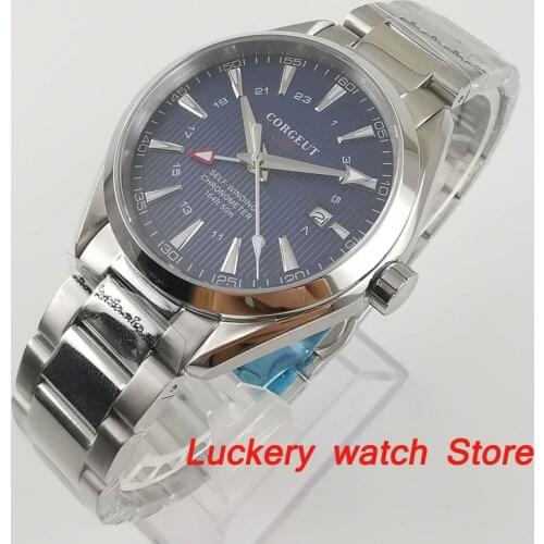 Corgeut 41mm Luxury GMT Mechanical Watch Sapphire crystal Automatic Movement Men Mechanical Wrist Watches