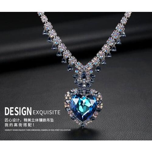 Euro-American fashion exaggerated Heart Necklace womens ocean heart fashion jewelry with new clavicle chain