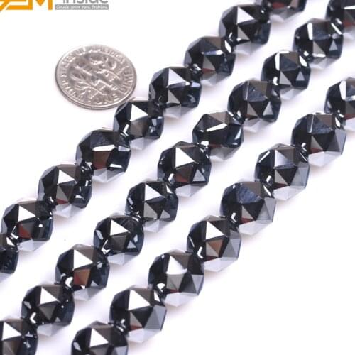 Gem-inside AAA Grade Natural Faceted Black Shine Terahertz Beads For Cambay Jewelry Making 8-12mm 15inches DIY Jewellery