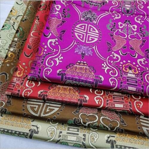 HLQON 75cm width brocade yarn dyed multi color fabric for patchwork felt tissue telas cheongsam bed sheet dress children coat