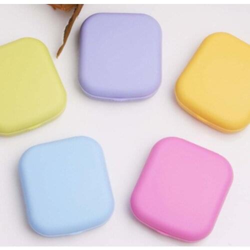 1PC Pocket Mini Simple Contact Lens Case Travel Kit Easy Carry Mirror Container Holder Invisible Solid color Glasses Box Hot