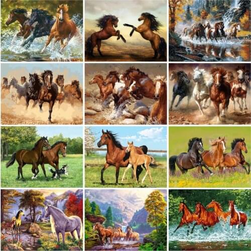 HUACAN DIY Pictures By Number Animal Painting By Numbers Horse Drawing On Canvas Hand Painted Paintings Art Gift Home Decor