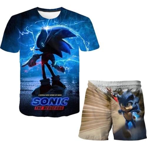 Children Clothing Sets Tops+Pants Sets Sonic T Shirt Girls shirts Kids Shorts Sport Suit Baby Boys T-shirt 4 5 6 7 8 9-14 Years
