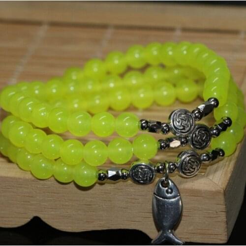 3 style 6mm elegant natural stone dyed lemon chalcedony round beads multilayer bracelet special new arrival jewels making B2203