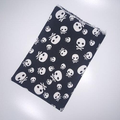 Cool Skull Fabric Micro-sand Cotton Fabric Black Stretch Cotton Fabric Cool Skull Printed Sewing Material Diy Dress Clothing