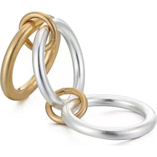 Layered trinity rings for women golg silver color contrast stackable rings trendy women jewelry unique unusual wholesale items