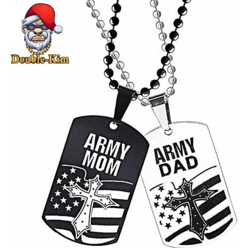 US Army Cross National Flag Pendant Necklace Men Hiphop Street Culture Titanium Stainless Steel Trendy Necklace Man Jewelry Gift