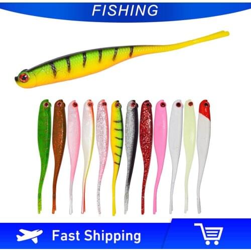 Afishlure 4pcs/lot Soft Fishing Lure 115mm/7g 3D Eyes Long Forked Tail Fishing Lure Bass Plastic Worm Bass