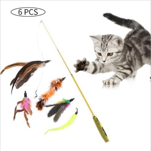 Combination replaceable cat feather toy set, cat feather Teaser stick toy, for kittens to play, no stick can be fun sports