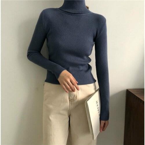 2021 New Womens High-neck Knit Sweater, Fashion Inner High-neck Top, Slim Womens Knit Bottoming Shirt, Simple Womens Sweater
