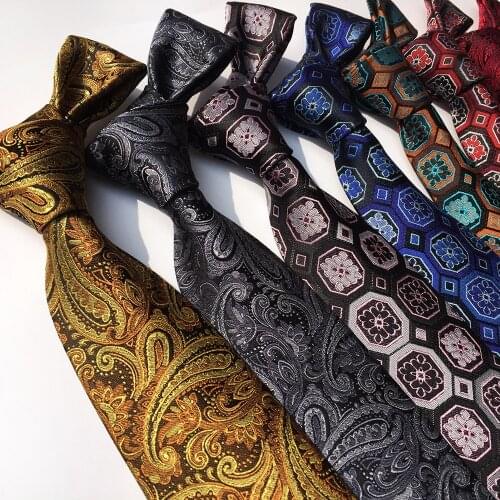 New Classic Paisley Mens Ties Man 8cm Fashion Plaid Floral Neckties Corbatas Gravata Jacquard Silk Tie Business Tie For Men