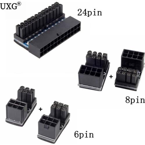 ATX 6pin 8pin 24Pin 90 degree 24 pin to 24pin Power Plug Adapter Mainboard Power Connectors Modular for Power Supply Adapter