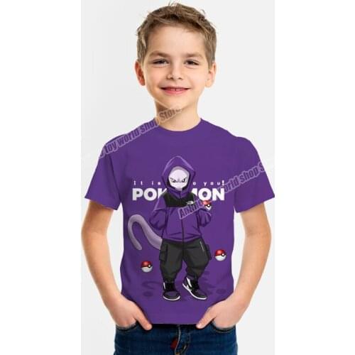 Pokemon Harajuku Tee Shirt Print Pokemons T-shirts Pikachu Cartoons Tops Clothing Fashion Anime Tshirts Round Neck Streetwear