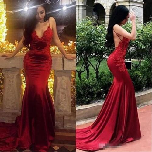 Simple Cheap Red Mermaid Prom Dresses Long 2021 vestidos de gala Sexy Backless Imported Party Dress Special Occasion Gowns