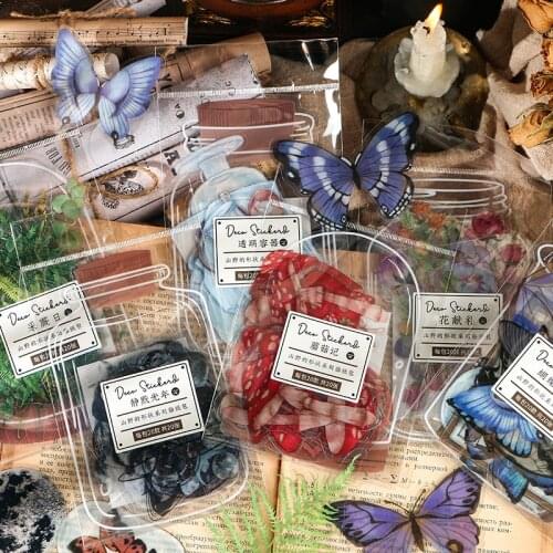 20pcs/bag Retro Transparent container plant Moon PET sticker package DIY diary Journal decoration sticker album scrapbooking