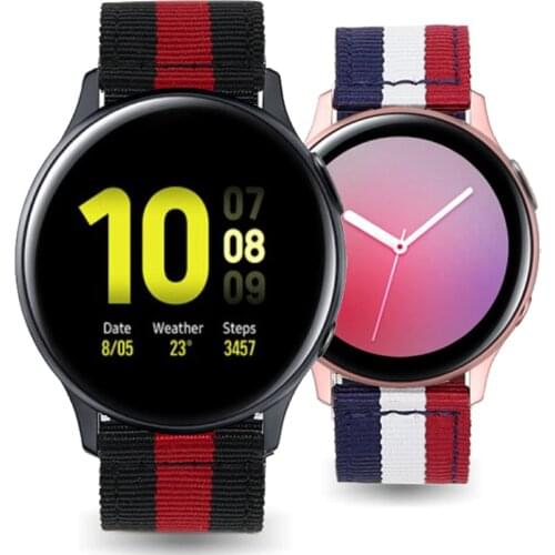 For Samsung Galaxy Watch Active 2 40mm 44mm Band Stripes Nylon Strap Watchbands Active2 Bracelet 20mm Watch Strap Wristband