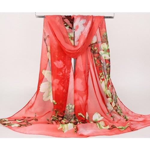 160*50cm Spring and Summer Print Woman Scarf Oversized Chiffon Leaves Scarf Women Pareo Wrap holiday Sunscreen Long Cape