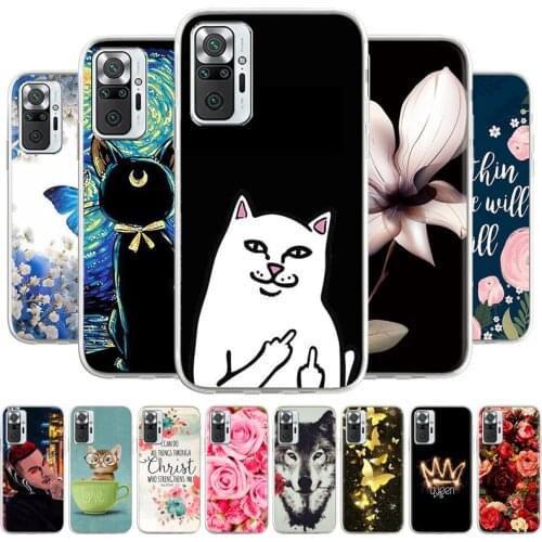 Redmi Note 10 Pro Case Cover Silicone Cute Cat Animal Painted Phone Funda For Xiaomi Redmi Note10 Pro Max 10s Note10s Coque Capa