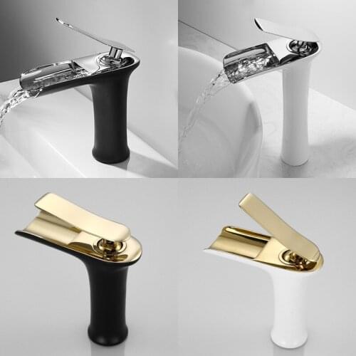 Waterfall Brass Black White Gold Toilet Basin Faucet Mixer Hot Cold Water Single Handle Hole Desk Mount Tap Bathroom Accessories