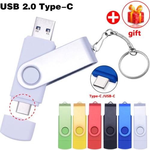 Rotable Usb Flash Drive 128GB 32GB 16GB Pen Drive 256GB Pendrive 64GB 4G OTG 2 IN 1 Memoria Usb Stick Type C Usb 2.0 Custom Logo