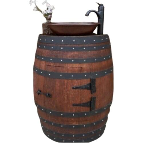 BATH BATH GARDEN FACTORY SINK DESIGN AUTHENTIC WOODEN OAK BARREL BATH DECORATION