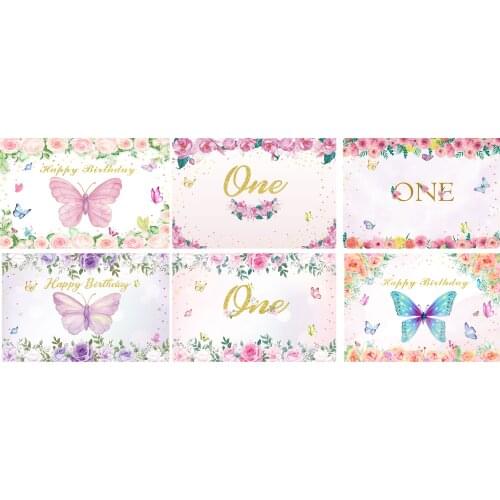 SeekPro Spring Banner Baby Shower Child Birthday Party Decoration Flowers Butterfly Photo Background Photography Backdrop