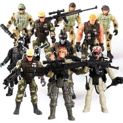 Viikondo US Army Men and SWAT Team Toy Soldiers Action Figures Playset with Military Weapons Accessories for Kids Boys Girls