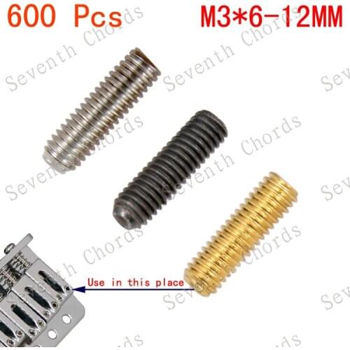 600 Pcs Electric Bass Guitar Bridge String Saddles Adjust Hexagon screws Tremolo Bridge Hex screws M3*6mm-12mm