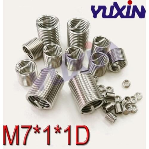100pcs M7*1*1D Wire Thread Insert Stainless Steel 304 Wire Screw Sleeve, M7 Screw Bushing Helicoil Wire Thread Repair Inserts